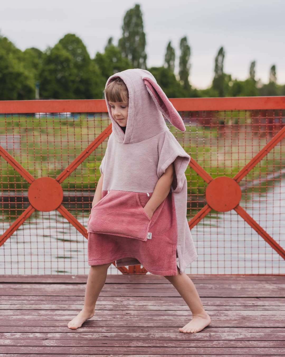 Surfbunny Lasten pyyheponcho - Pinkki