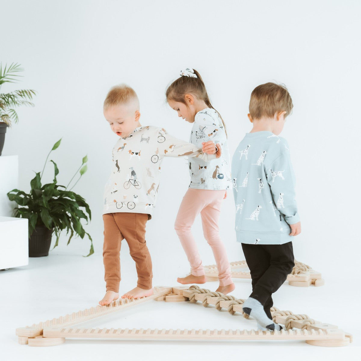 TipiToo® puiset tasapainopalkit lapsille, 3 kpl setti - Jute Rope
