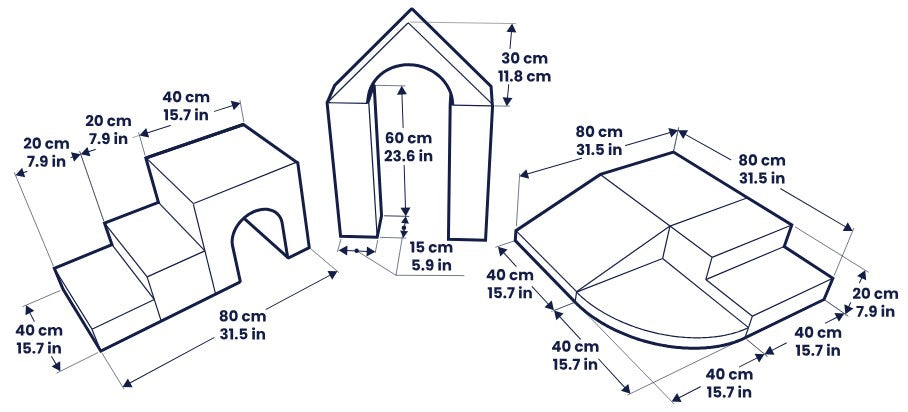 Iglu Soft Play lasten leikkimoduulit Earth Pastel-mitat