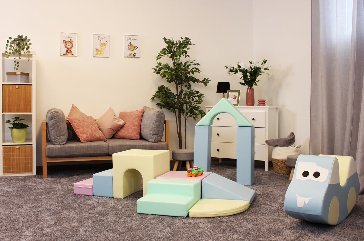 Soft Play, 9 leikkimoduulia - Vaalea pastelli