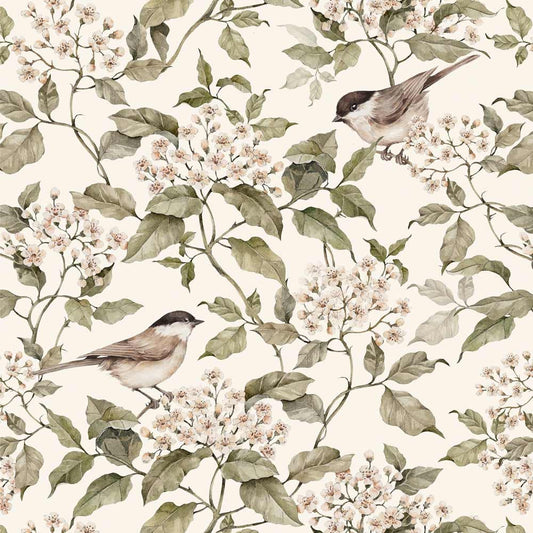 Lintu tapetti Birds and Beige Spring 