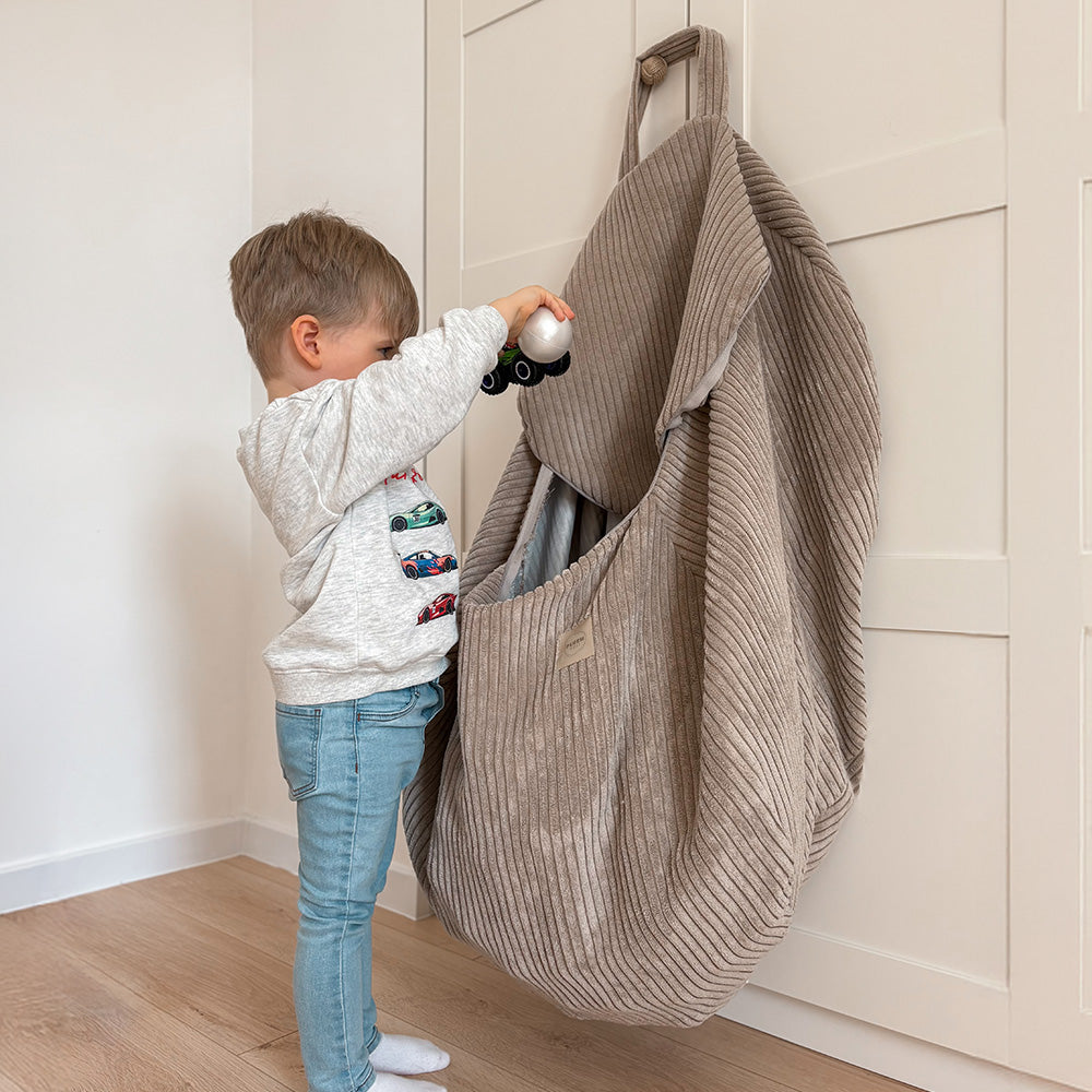 PLUSH NEST säilytyspussi leluille / rahi, vihreä sametti - 82x82cm